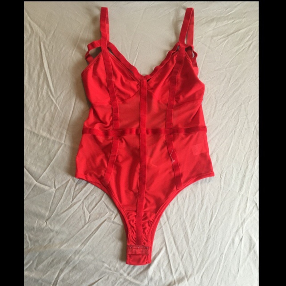 Red sheer bodysuit